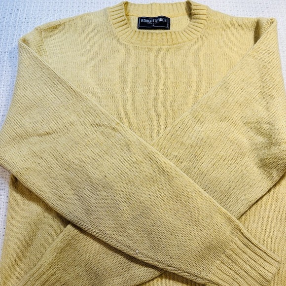 VTG Robert Bruce Men Yellow Crew Neck Long Sleeve Knit Sweater L USA Classic - Picture 7 of 13